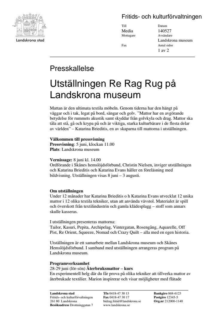 Presskallelse: Re Rag Rug