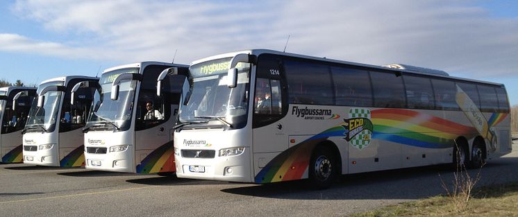 Flygbussar uppställda