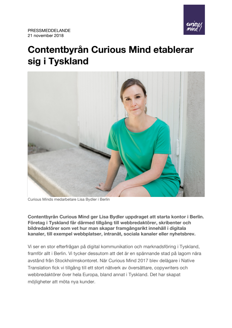 Contentbyrån Curious Mind etablerar sig i Tyskland