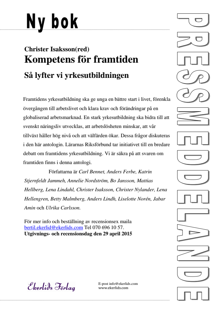 Ny bok: Kompetens för framtiden - så lyfter vi yrkesutbildningen