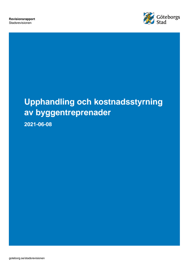 Rapport – Upphandling och kostnadsstyrning av byggentreprenader