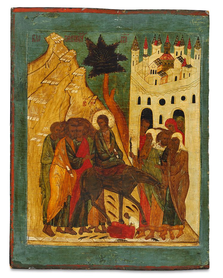 Russian icon depicting Christ’s entry into Jerusalem