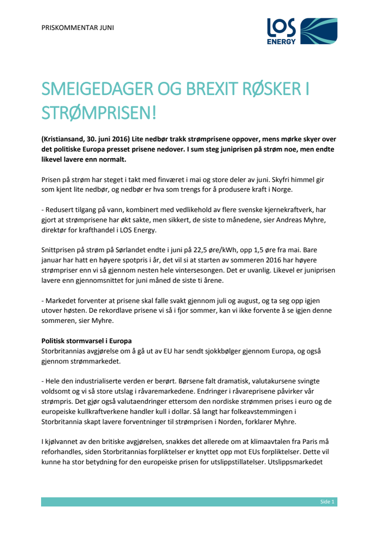 Smeigedager og BREXIT røsker i strømprisen! 