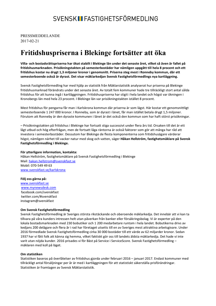 Fritidshuspriserna i Blekinge fortsätter att öka