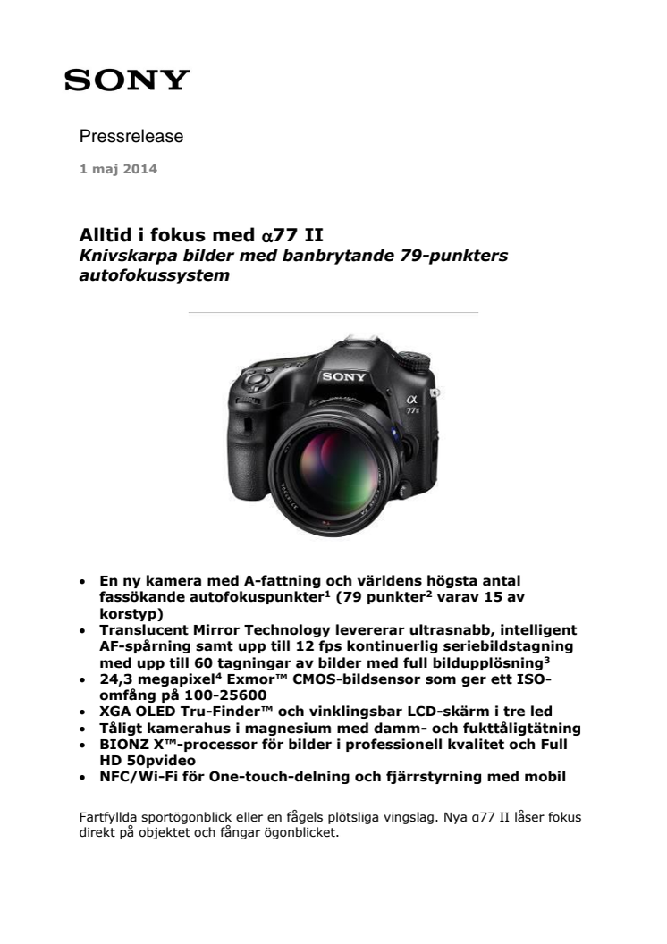 Alltid i fokus med a77 II