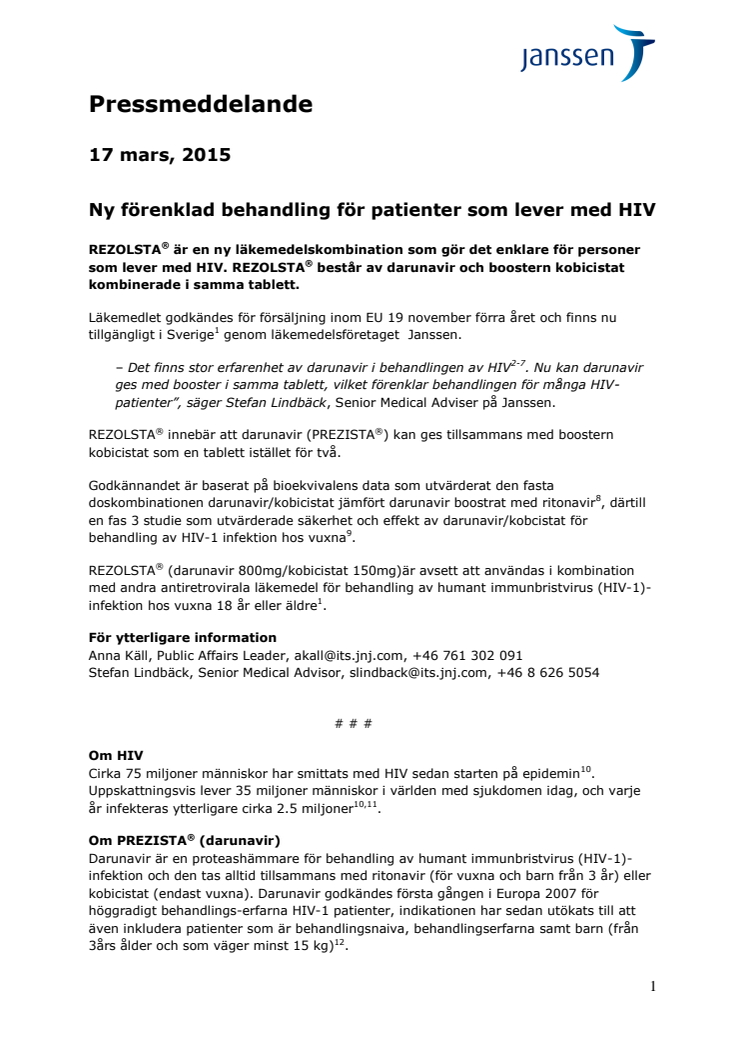 Ny förenklad behandling för patienter som lever med HIV