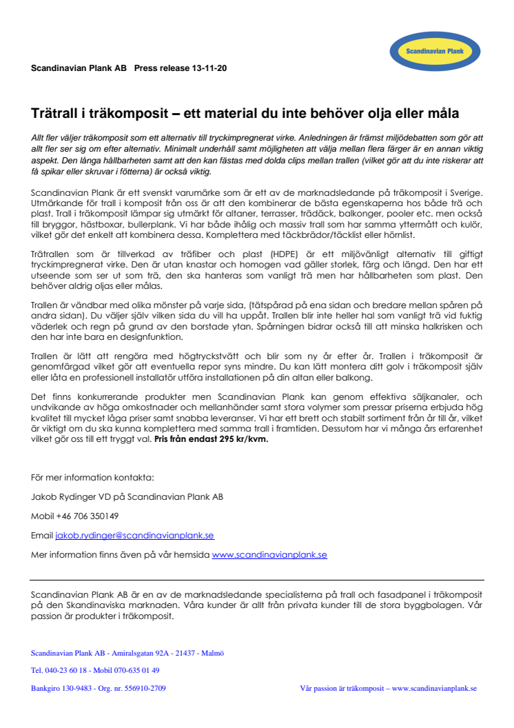 Trätrall i träkomposit – ett material du inte behöver olja eller måla!