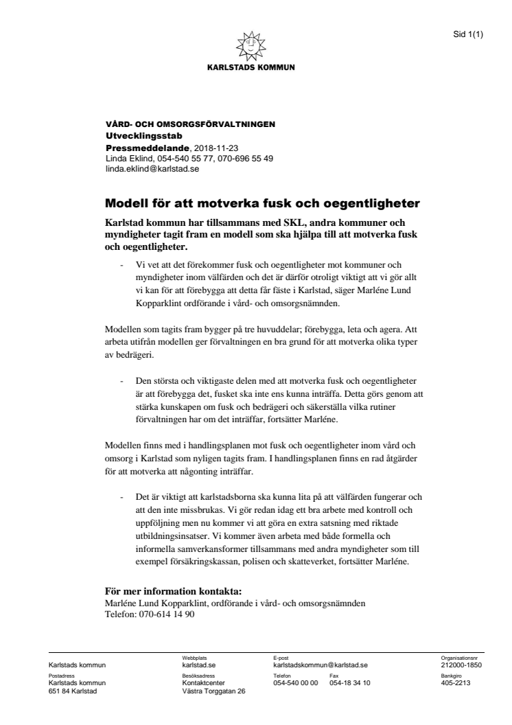 Modell för att motverka fusk och oegentligheter