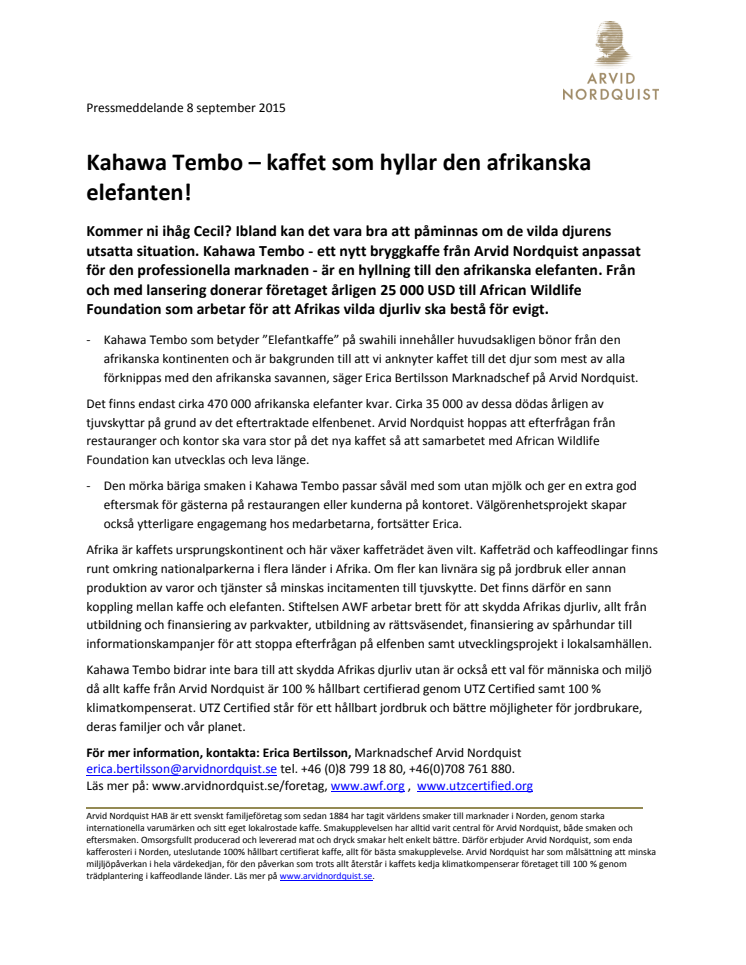 Kahawa Tembo – kaffet som hyllar den afrikanska elefanten!