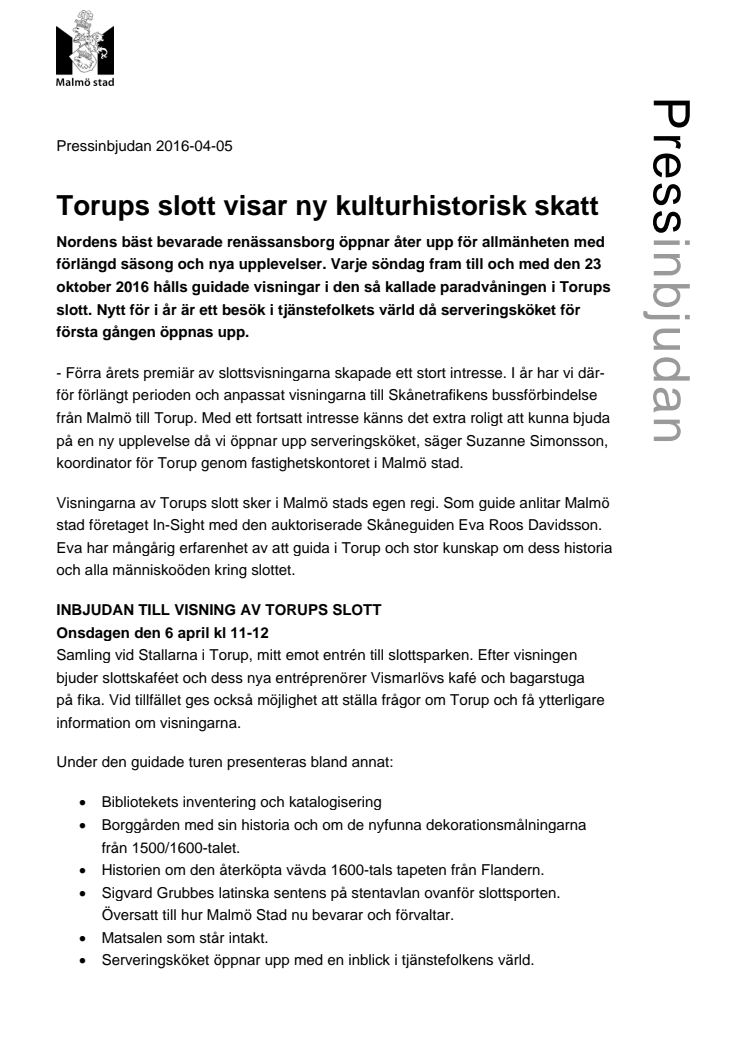 Torups slott visar ny kulturhistorisk skatt - pressinbjudan