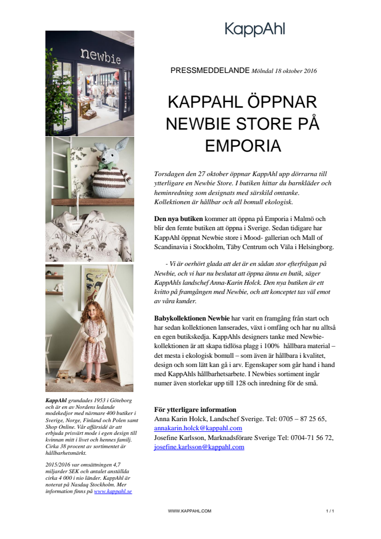 KappAhl öppnar Newbie Store på Emporia 