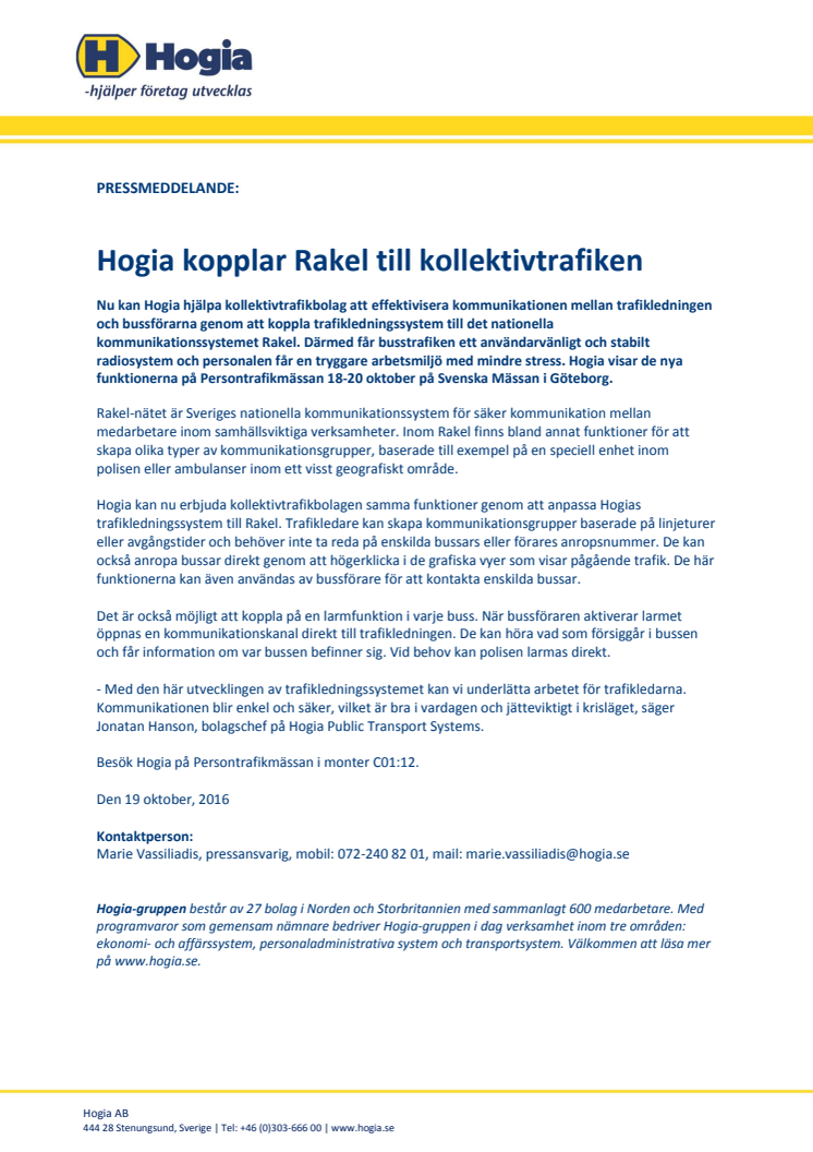 Hogia kopplar Rakel till kollektivtrafiken