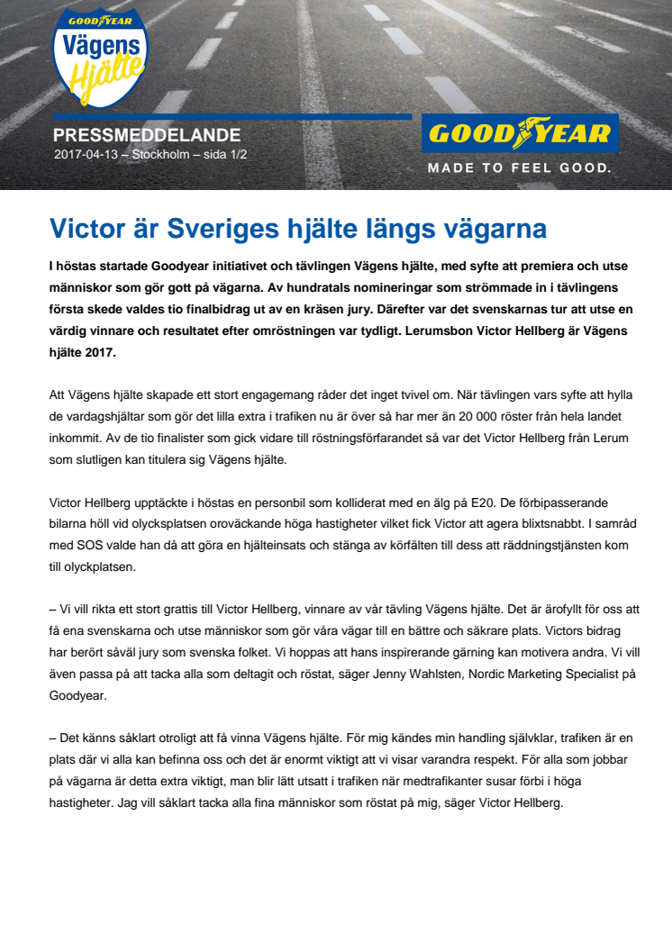 Victor är Sveriges hjälte längs vägarna