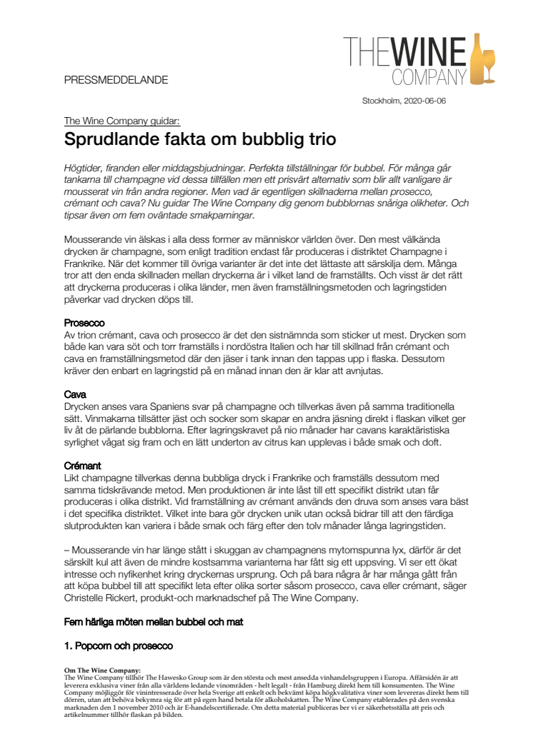  The Wine Company guidar: Sprudlande fakta om bubblig trio 