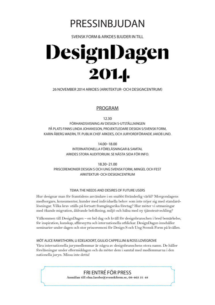 Pressinbjudan DesignDagen 26 november
