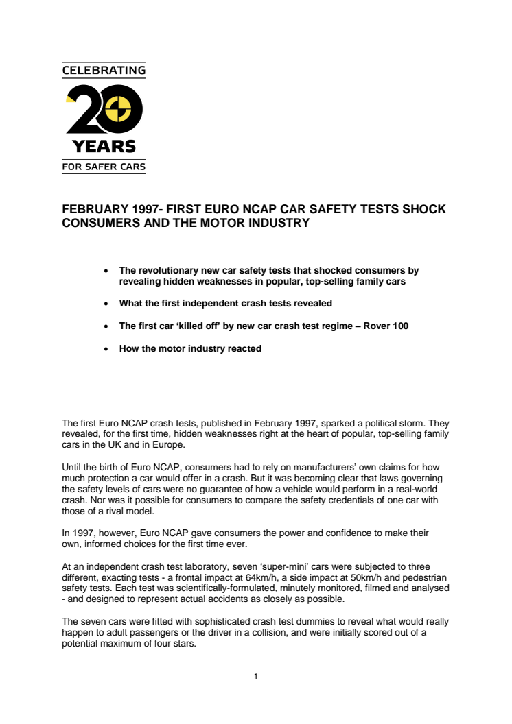 The Birth of Euro NCAP - the crash tests which shook the industry