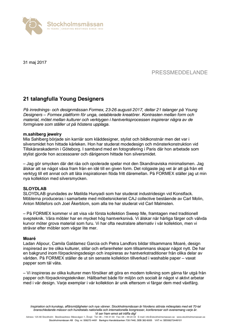 21 talangfulla Young Designers