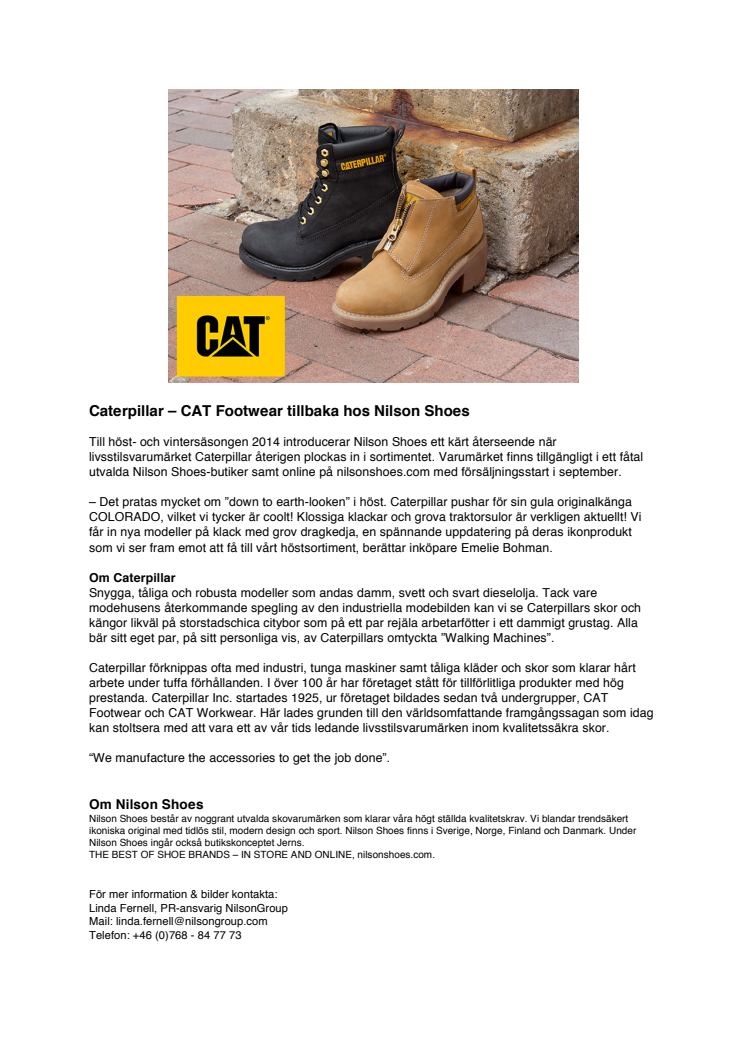 Caterpillar – CAT Footwear tillbaka på Nilson Shoes