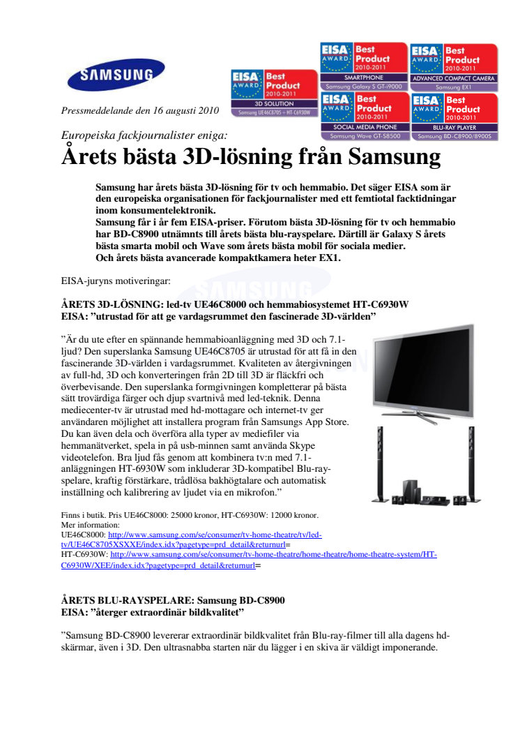 Årets bästa 3D-lösning från Samsung