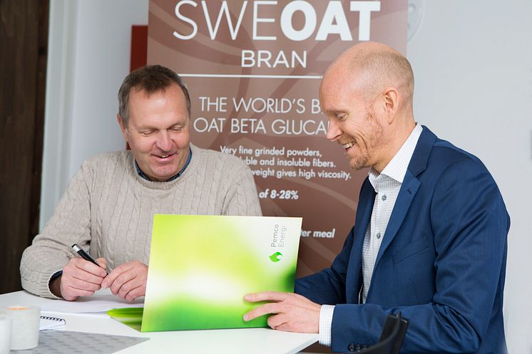 Peo Crona från Swedish Oat Fiber och Jonas Sörensson från Pemco Energi 