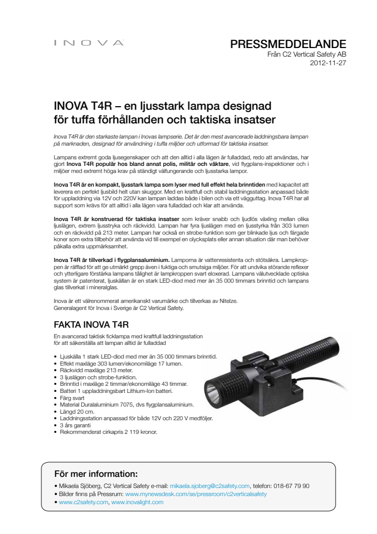  INOVA T4R – en ljusstark lampa designad för tuffa förhållanden och taktiska insatser