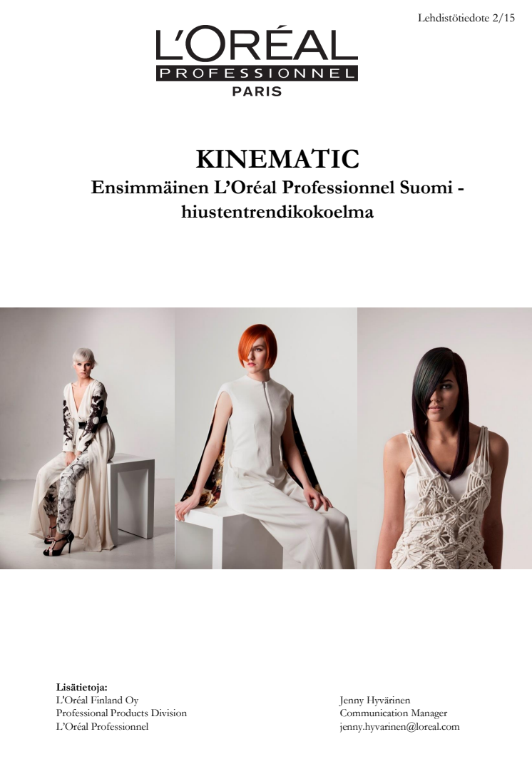 KINEMATIC - Ensimmäinen L’Oréal Professionnel Suomi -hiustentrendikokoelma
