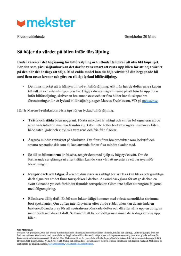 Så höjer du värdet på bilen inför försäljning