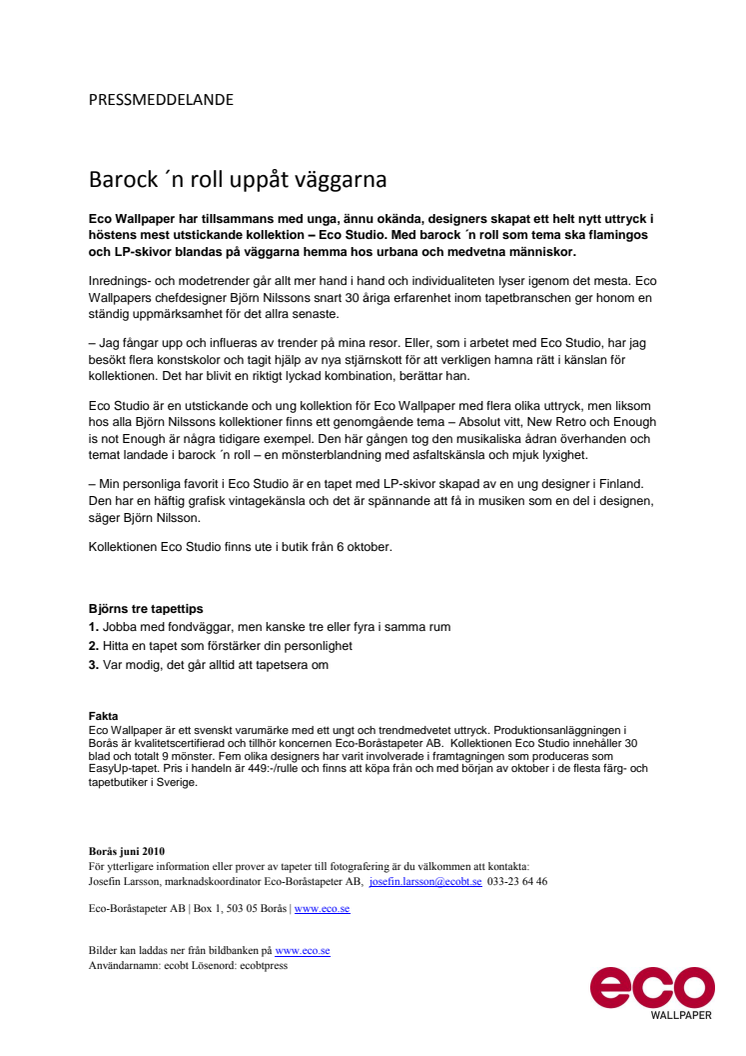 ECO STUDIO - Barock ´n roll uppåt väggarna