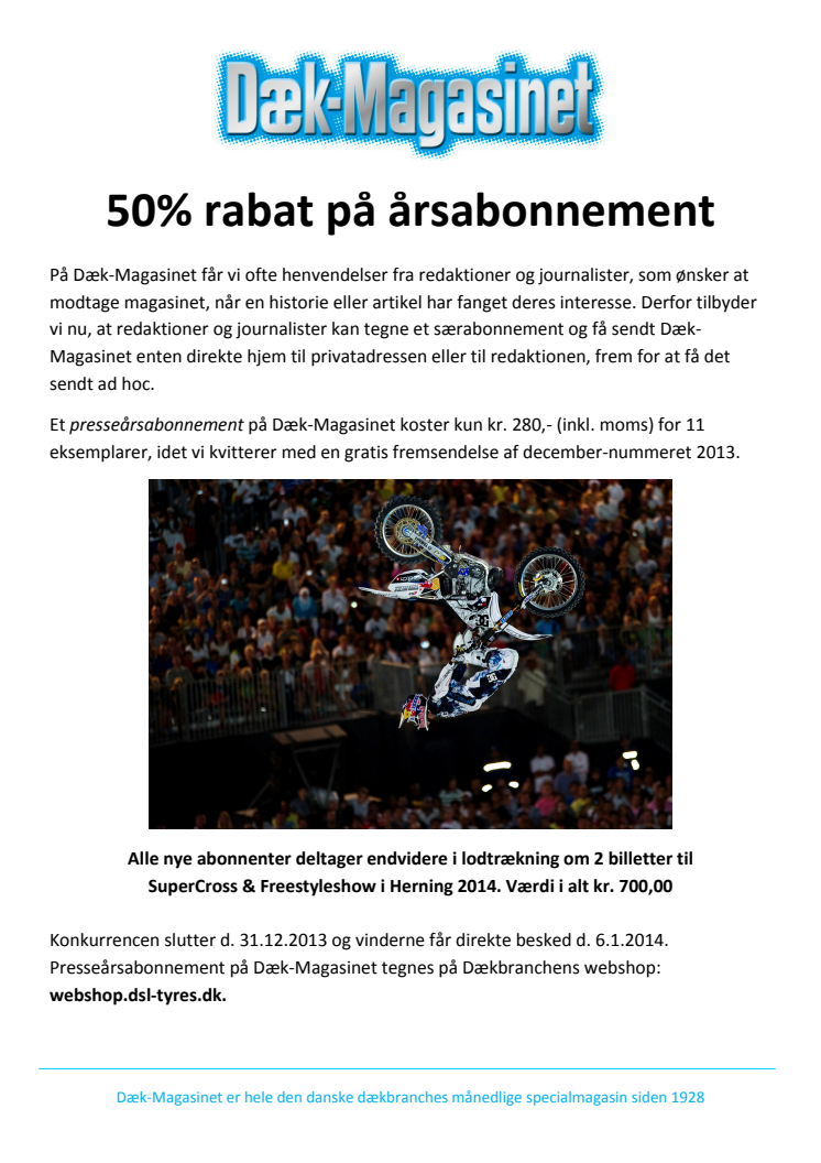 50% rabat på årsabonnement