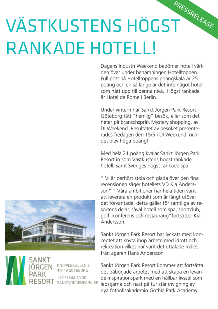 Västkustens högst rankade hotell!