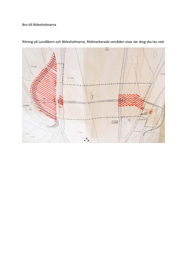 Ritning på område där skog ska tas bort, Bölesholmarna