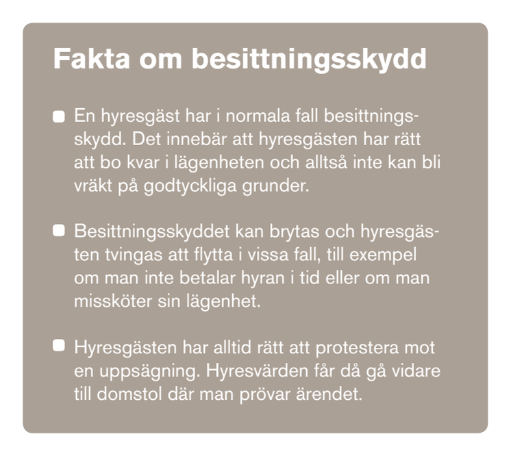 Fakta om besittningsskydd