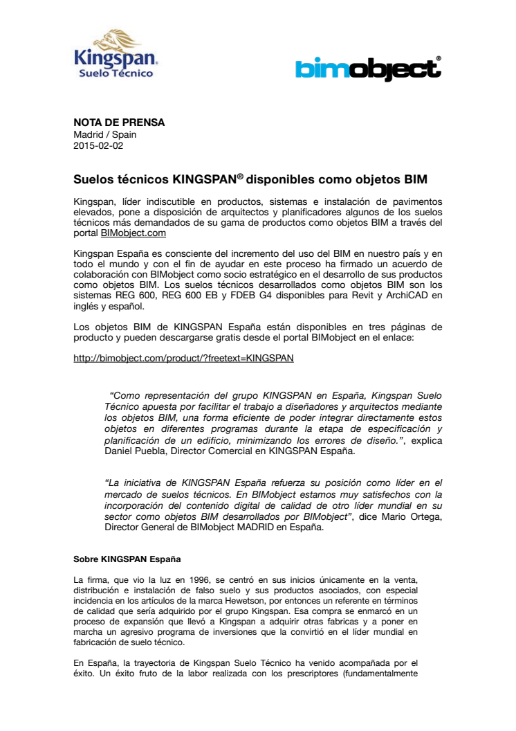 Suelos técnicos KINGSPAN® disponibles como objetos BIM