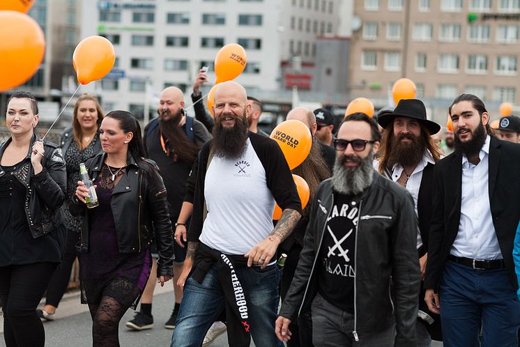 Skäggparad under World Beard Day i Stockholm