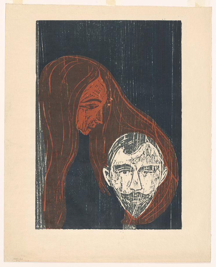 Edvard Munch: Mannshode i kvinnehår / Man's Head in Woman's Hair (1896)