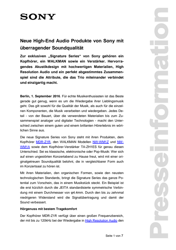 Neue High-End Audio Produkte von Sony mit überragender Soundqualität 