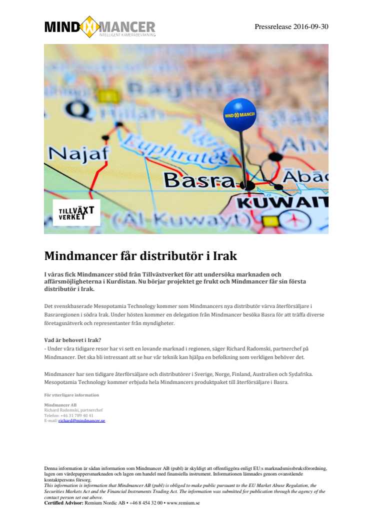 Mindmancer får distributör i Irak