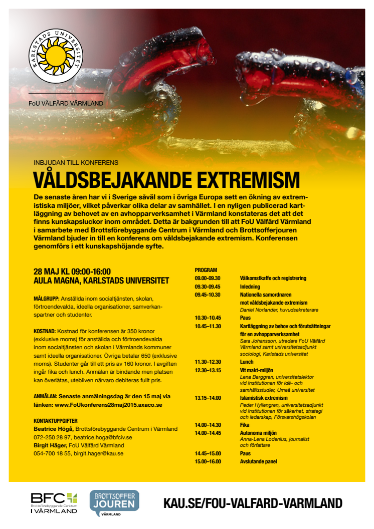 Seminarium om våldsbejakande extremism, program