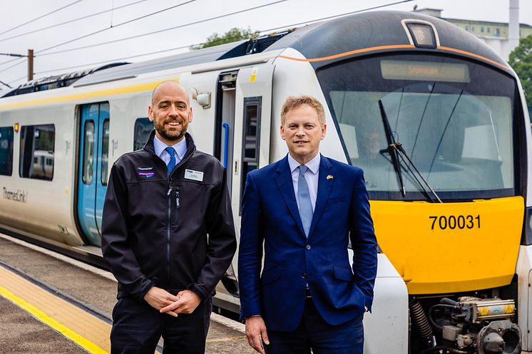 Tom Moran and Grant Shapps launched the new Herts-Kent Thameslink route at Welwyn Garden City