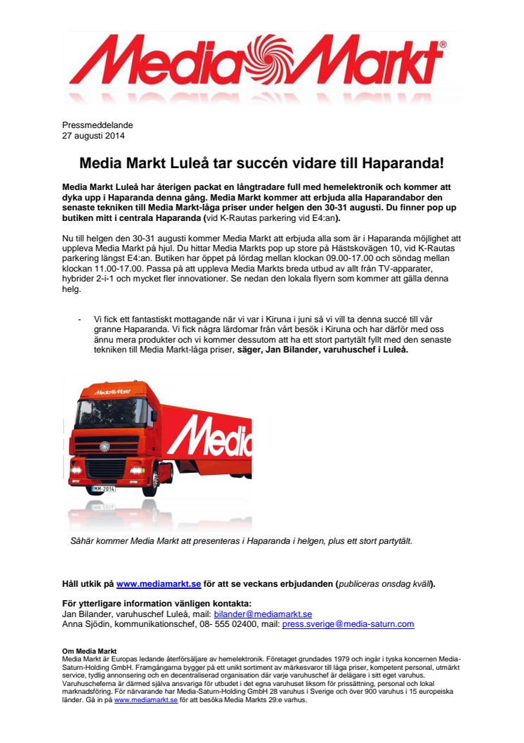 Media Markt Luleå tar succén vidare till Haparanda!