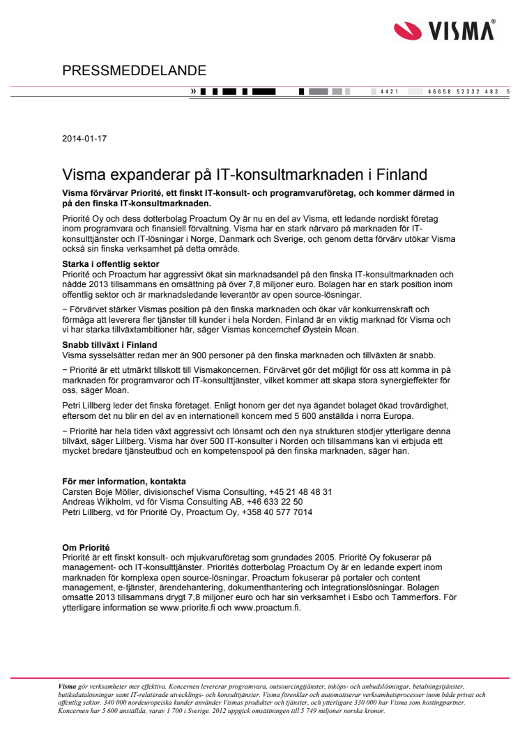 Visma expanderar på IT-konsultmarknaden i Finland