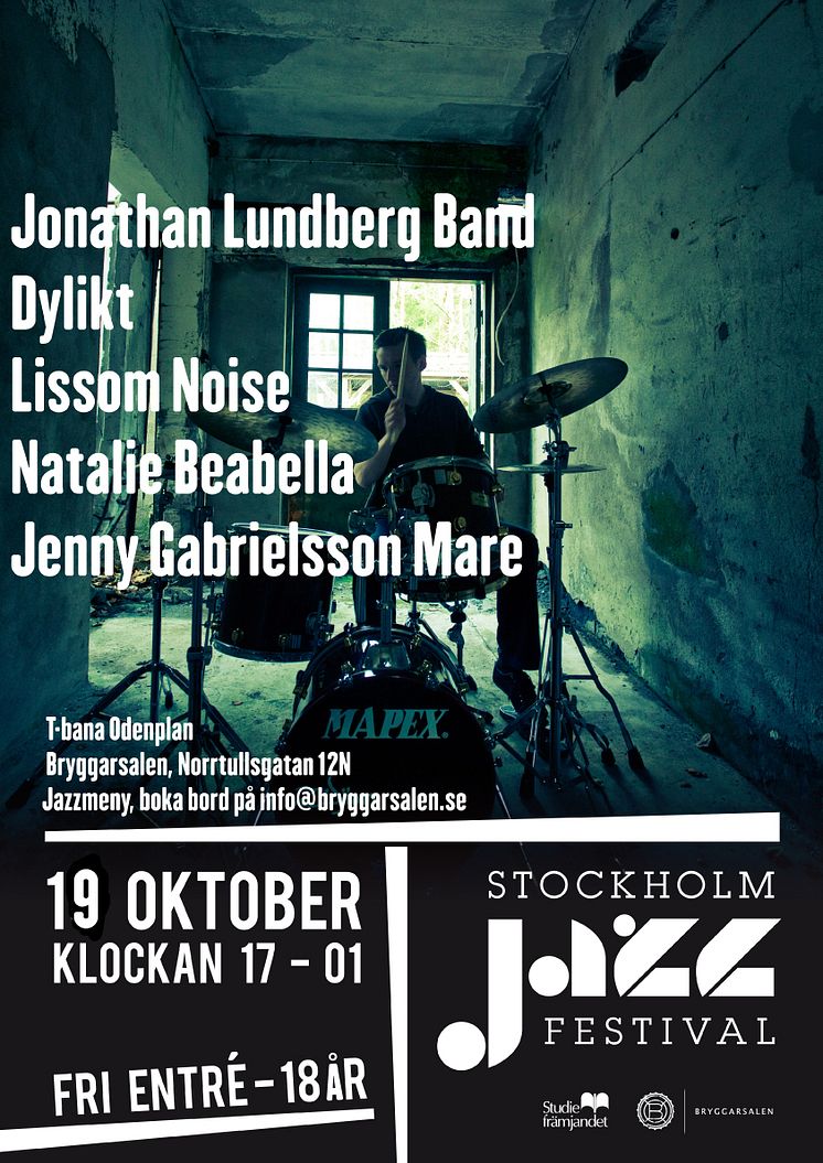 Affischen för Stockholm Jazz Festival i Bryggarsalen den 19/10 