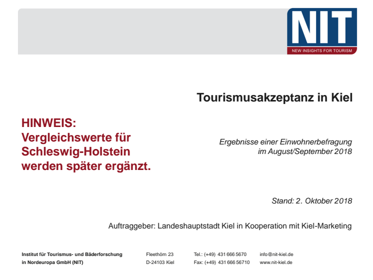 Ergebnisse der Tourismusakzeptanzstudie Kiel 2018