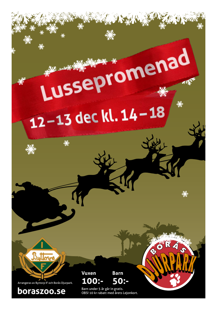 Lussepromenad i Borås Djurpark 12-13 december Kl.14.00 - 18.00