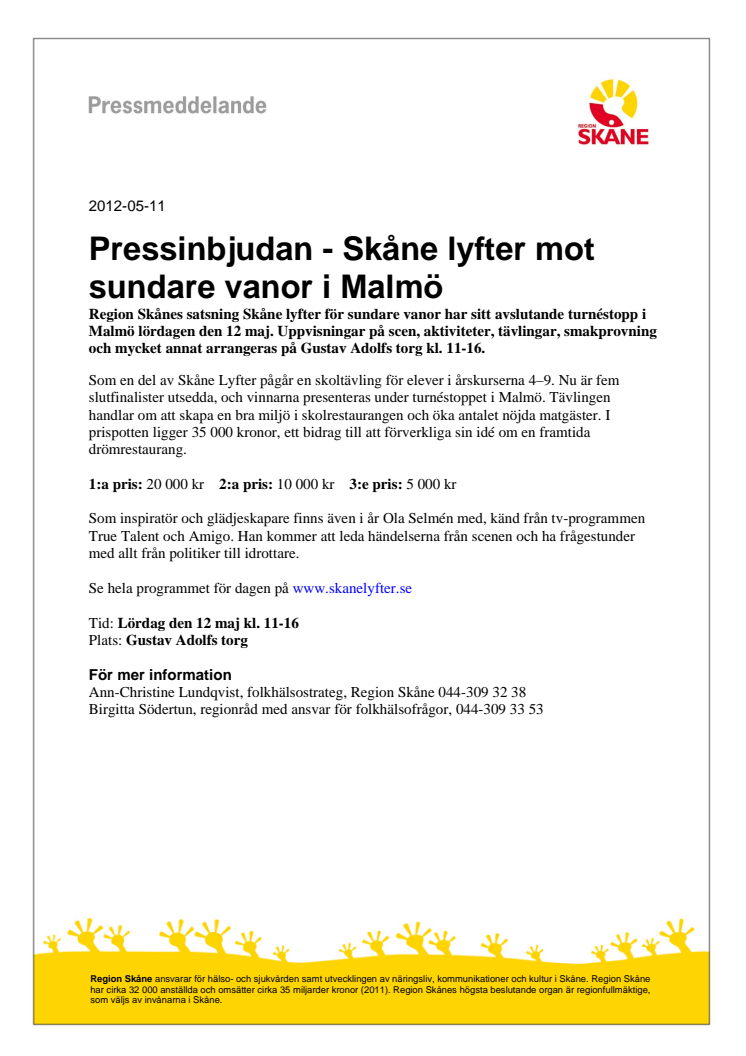 Pressinbjudan - Skåne lyfter mot sundare vanor i Malmö
