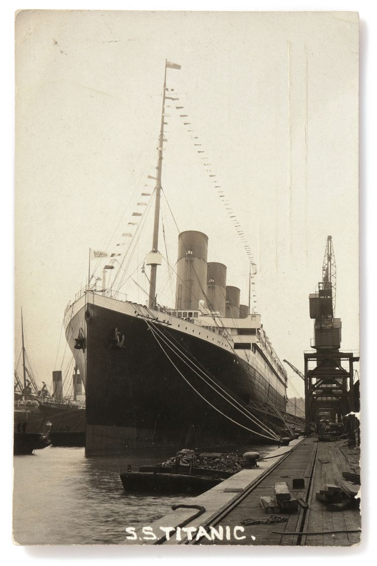 Titanic: Originalt håndskrevet og signeret postkort (forside). Vurdering: 30.000-50.000 kr. 