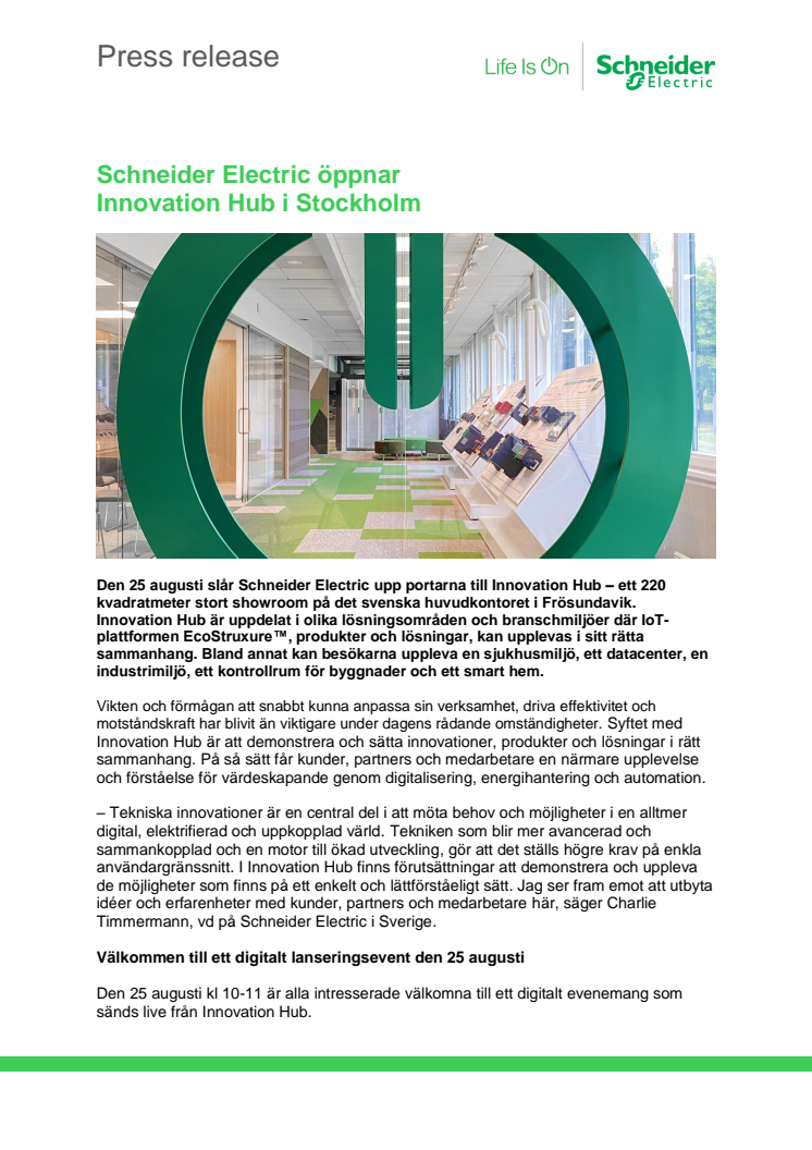 Schneider Electric öppnar Innovation Hub i Stockholm