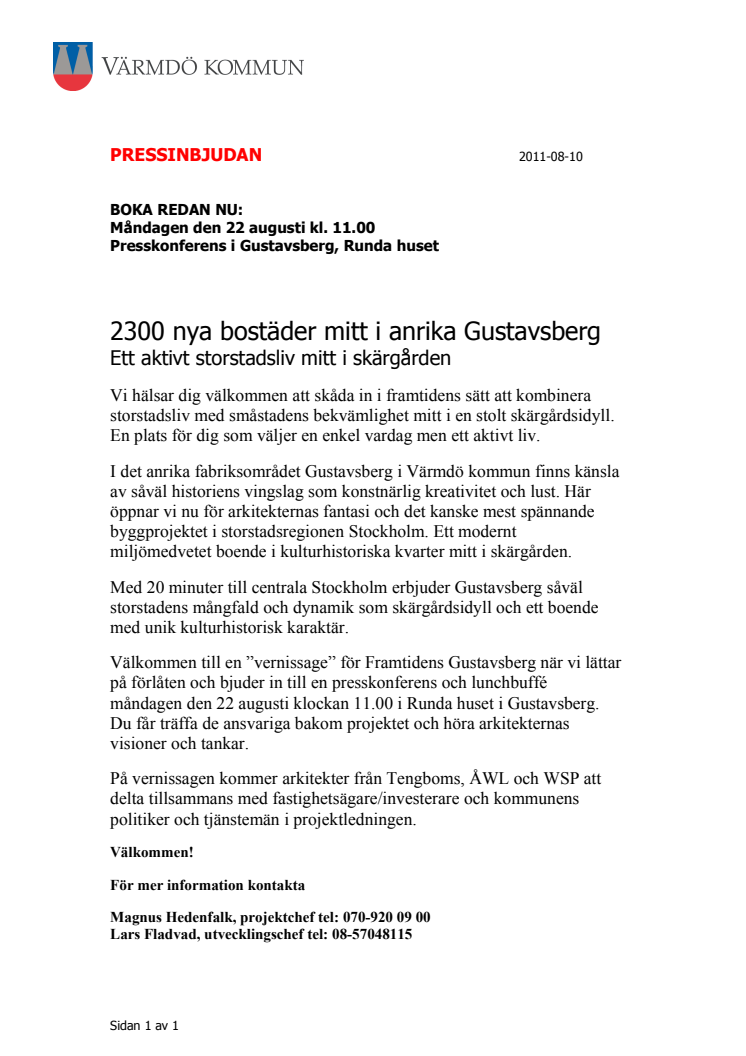 2300 nya bostäder mitt i anrika Gustavsberg 