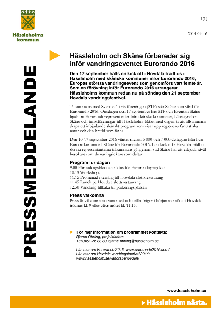 Hässleholm och Skåne förbereder sig inför vandringseventet Eurorando 2016