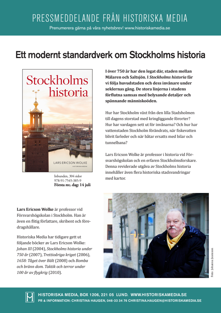 Ett modernt standardverk om Stockholms historia